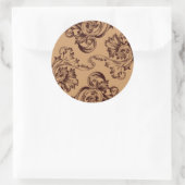 ヴィンテージの花（ダークブラウン） ラウンドシール (バッグ)