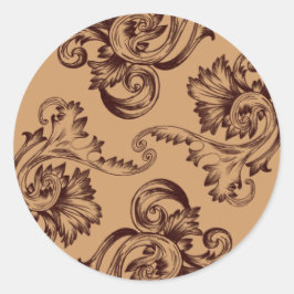 ヴィンテージの花（ダークブラウン） ラウンドシール