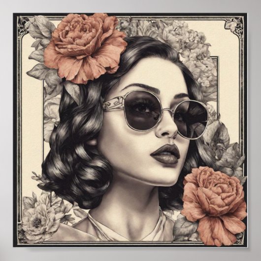 ヴィンテージの花 ポスター (正面)