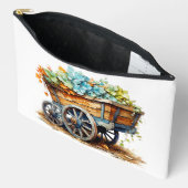 ヴィンテージの花（木製ワゴン） アクセサリーポーチ (見開き)