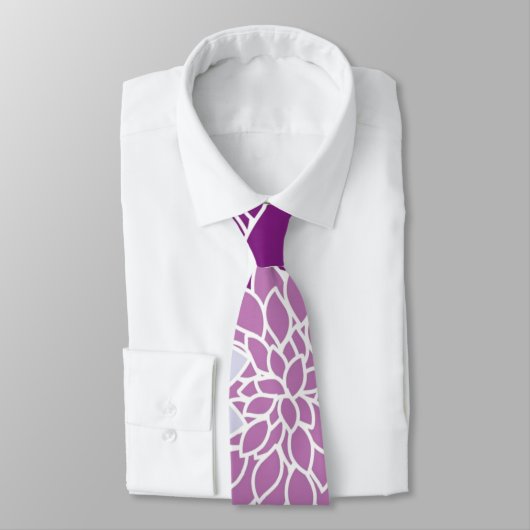 ヴィンテージの花：紫、薄紫、濃い紫 ネクタイ (タイ)