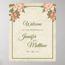 ヴィンテージの花 |結婚の案内記号 ポスター