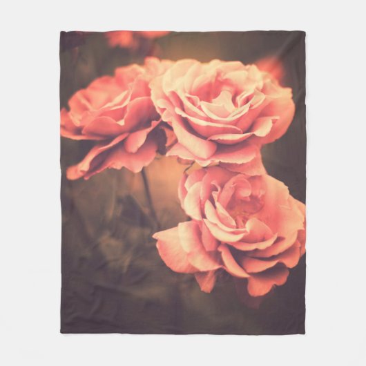 ヴィンテージの花,花,バラ,アンティーク,背面 フリースブランケット (正面)