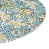 ヴィンテージの花、葉のシームレスなライトブルーのパターン カッティングボード (角)