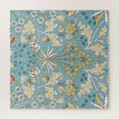 ヴィンテージの花、葉のシームレスなライトブルーのパターン ジグソーパズル (横)