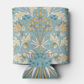 ヴィンテージの花、葉のシームレスなライトブルーのパターン 缶クーラー (裏面)