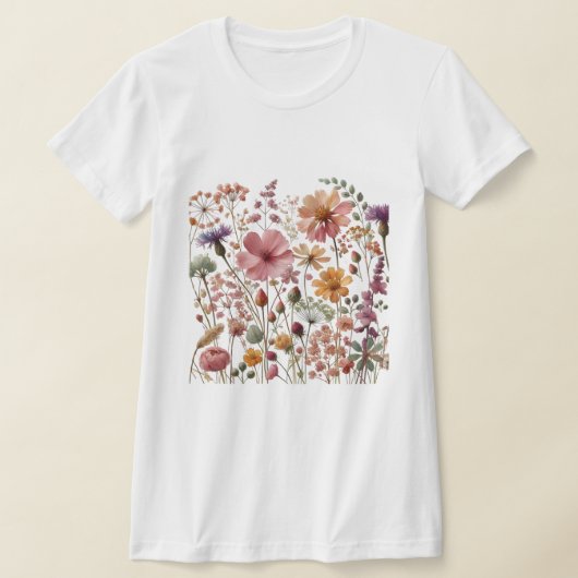 ヴィンテージの花 Tシャツ (レイダウン)