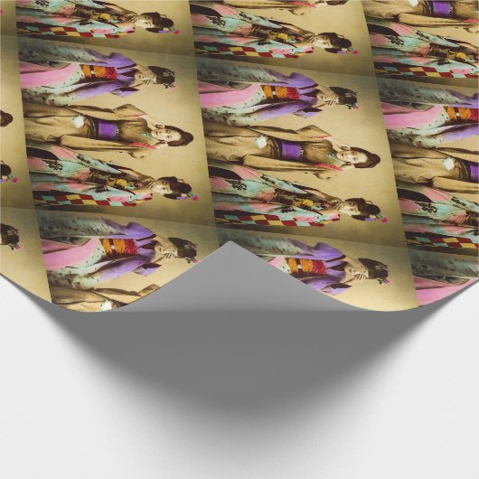 ヴィンテージの芸者は邪悪で古い日本を見ません ラッピングペーパー (角)