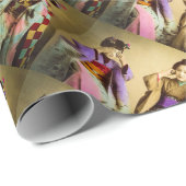 ヴィンテージの芸者は邪悪で古い日本を見ません ラッピングペーパー (ロールコーナー)