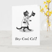 ヴィンテージの芸術のカッコいい猫の誕生日の挨拶状 カード (黄色い花)