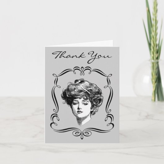 ヴィンテージの芸術のギブソン・ガールのサンキューカード サンキューカード (正面)