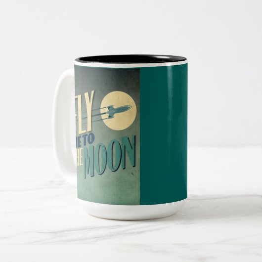 ヴィンテージの芸術のコーヒー・マグ|は月に私を飛ばします ツートーンマグカップ (正面左)