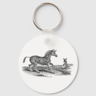 ヴィンテージの芸術のシマウマおよび子馬動物Keychain キーホルダー