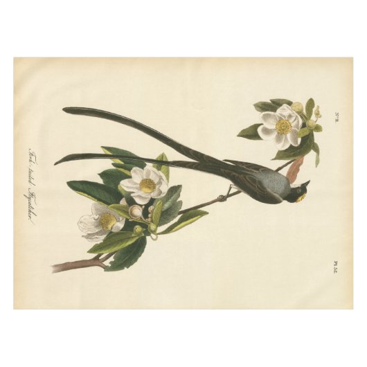 ヴィンテージの芸術のマグノリアの花の鳥のFlycatcher テーブルクロス (正面(横))
