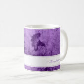 ヴィンテージの芸術の花の原動力となる名前をカスタムするの紫色 コーヒーマグカップ (正面右)