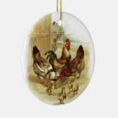 ヴィンテージの芸術の農場の鶏 セラミックオーナメント (右)