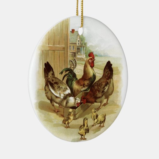 ヴィンテージの芸術の農場の鶏 セラミックオーナメント (右)