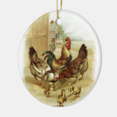 ヴィンテージの芸術の農場の鶏 セラミックオーナメント (左)