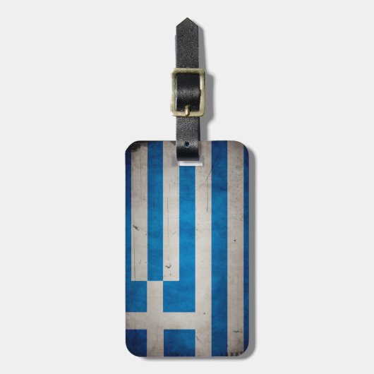 ヴィンテージの芸術的でグランジなギリシャの旗 ラゲッジタグ (正面縦)