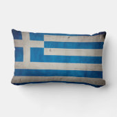 ヴィンテージの芸術的でグランジなギリシャの旗 ランバークッション (裏面)