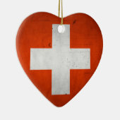 ヴィンテージの芸術的でグランジなスイス連邦共和国の旗 セラミックオーナメント (右)