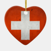 ヴィンテージの芸術的でグランジなスイス連邦共和国の旗 セラミックオーナメント (正面)