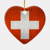 ヴィンテージの芸術的でグランジなスイス連邦共和国の旗 セラミックオーナメント (裏面)