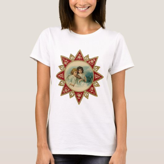 ヴィンテージの芸術-クリスマスの天使 Tシャツ (正面)