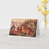 ヴィンテージの芸術-妖精および猫、 カード (黄色い花)