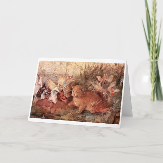 ヴィンテージの芸術-妖精および猫、 カード (正面)