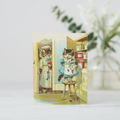 ヴィンテージの芸術: 子ネコによってつかまえられる窃盗 ポストカード (スタンド正面)