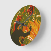 ヴィンテージの芸術-火の煙 ラウンド壁時計 (傾斜)