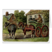 ヴィンテージの芸術-馬が引く石炭のカート、 (正面横)