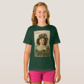 ヴィンテージの若い女性クリスマスホリーガール Tシャツ (正面フル)