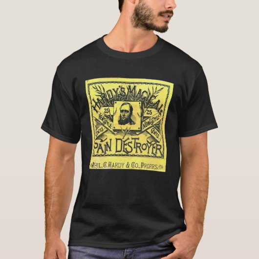 ヴィンテージの苦痛の破壊者のにせ医者の薬のボトルのラベル Tシャツ (正面)