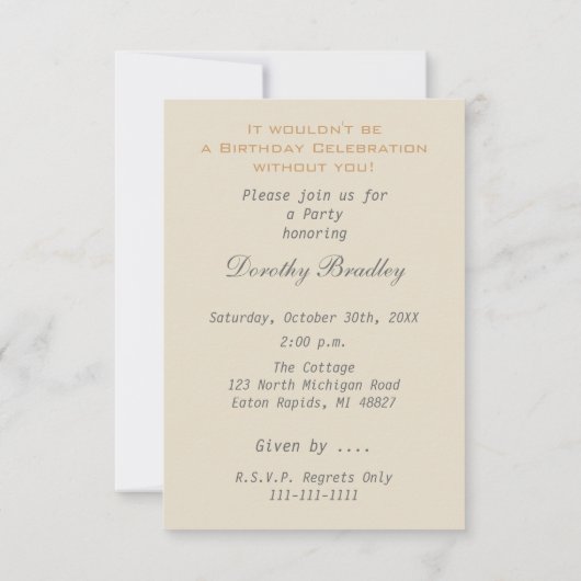 ヴィンテージの英国のティーポットの第70誕生日の招待状 招待状 (裏面)