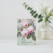 ヴィンテージの英国のバラ園の植物のぽっちゃりした 名刺 (スタンド正面)