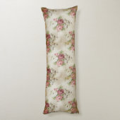 ヴィンテージの英国のローズピンク藤色クリームリボン ボディピロー (裏面 (縦))