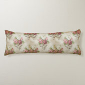 ヴィンテージの英国のローズピンク藤色クリームリボン ボディピロー (正面)