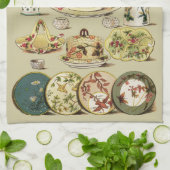 ヴィンテージの英国の中国のプレート及び役立つ部分 キッチンタオル (折り畳み)