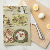 ヴィンテージの英国の中国のプレート及び役立つ部分 キッチンタオル (四つ折り)