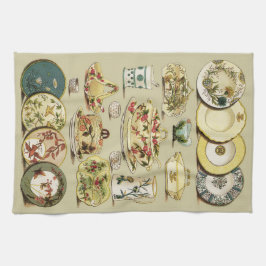 ヴィンテージの英国の中国のプレート及び役立つ部分 キッチンタオル