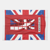 ヴィンテージの英国の公衆電話ボックス キッチンタオル (横)