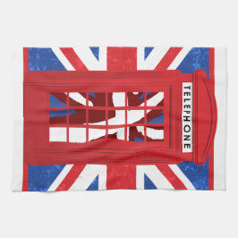 ヴィンテージの英国の公衆電話ボックス キッチンタオル