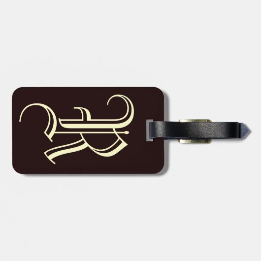 ヴィンテージの英国の手紙Rのモノグラム ラゲッジタグ (裏面横)