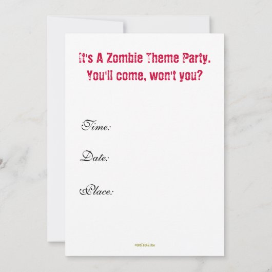 ヴィンテージの英国国旗のゾンビのテーマのパーティの招待状 招待状 (裏面)