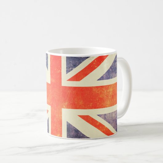 ヴィンテージの英国国旗の旗 コーヒーマグカップ (正面右)
