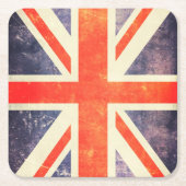 ヴィンテージの英国国旗の旗 スクエアペーパーコースター (正面)