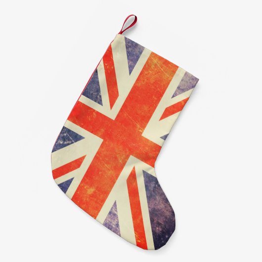 ヴィンテージの英国国旗の旗 スモールクリスマスストッキング (正面 (吊り時))