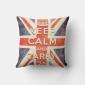 ヴィンテージの英国国旗の旗-平静を保ち、続けていって下さい クッション (裏面)